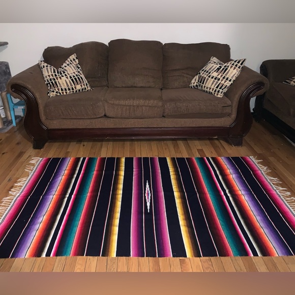 Colorful Striped Rug Mexican - Picture 6 of 7